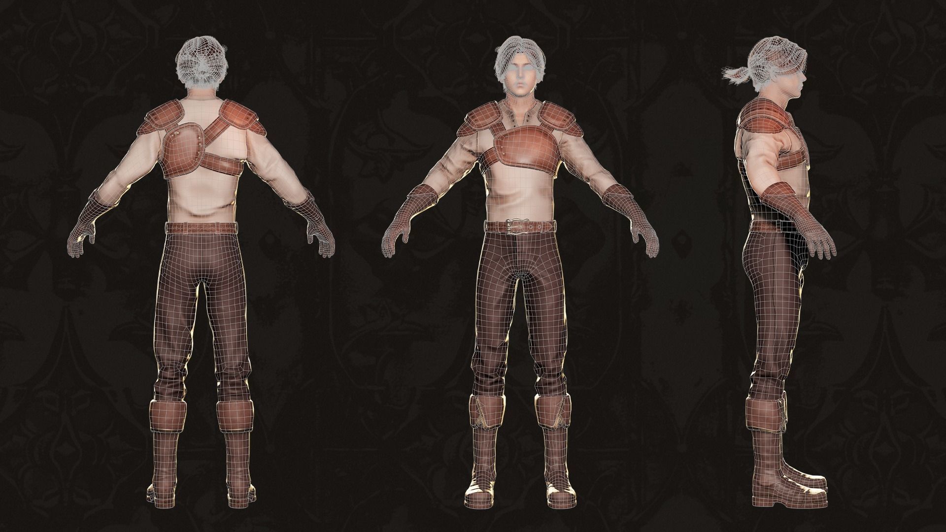MMORPG Newbie Warrior - Medieval Fantasy Modular Character Low-poly 3D model_24