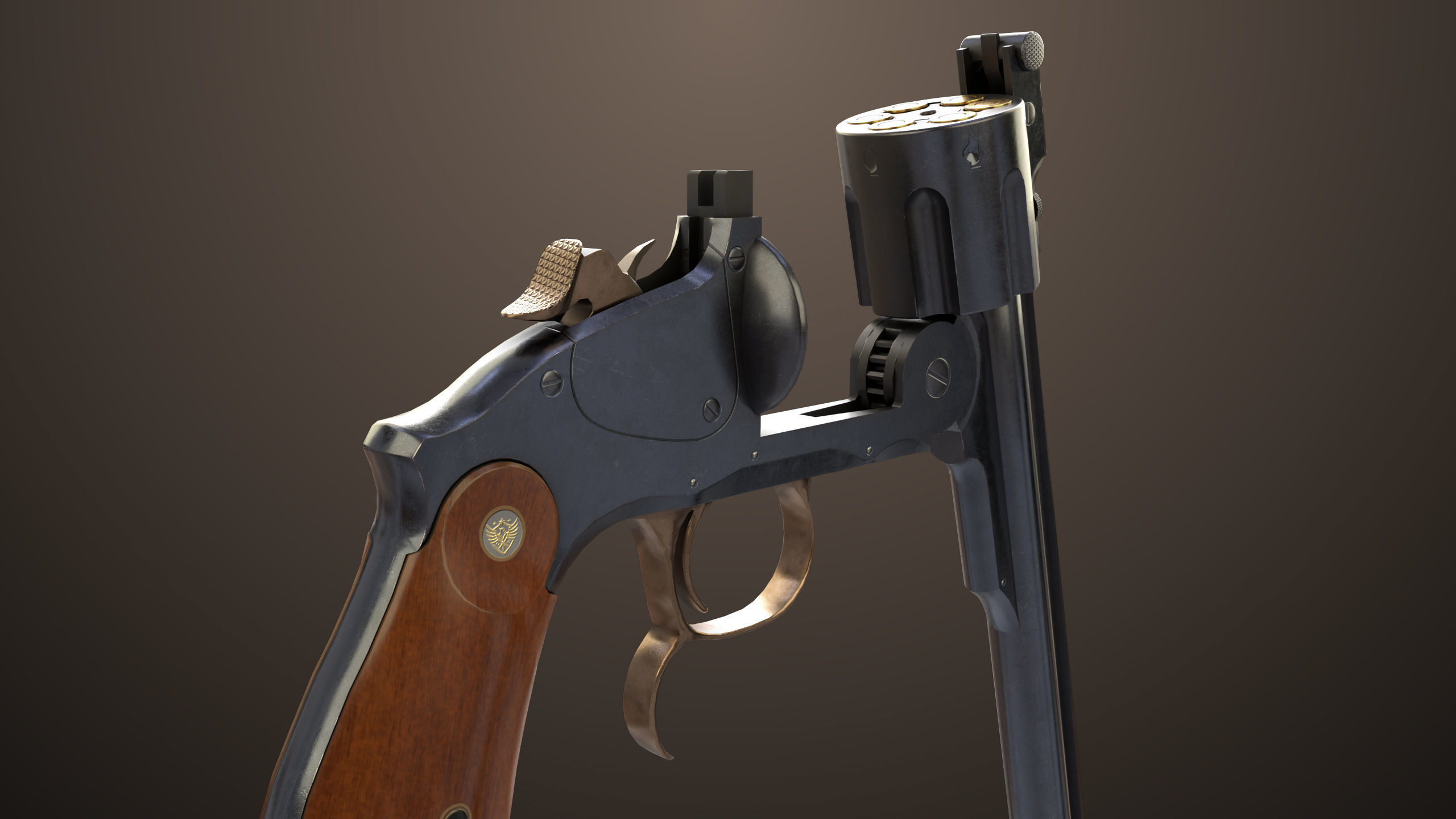 Revolver 02 Generic Black All PBR Unity UE Textures Low-poly 3D model_20