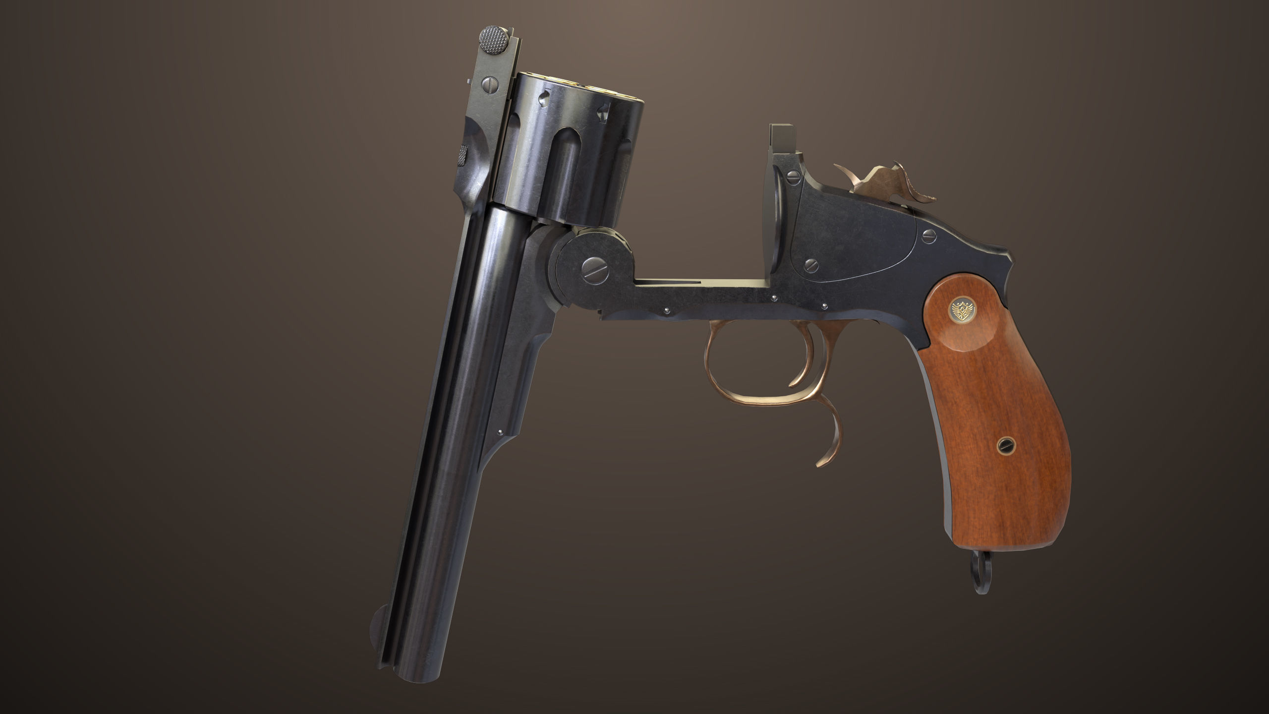 Revolver 02 Generic Black All PBR Unity UE Textures Low-poly 3D model_16