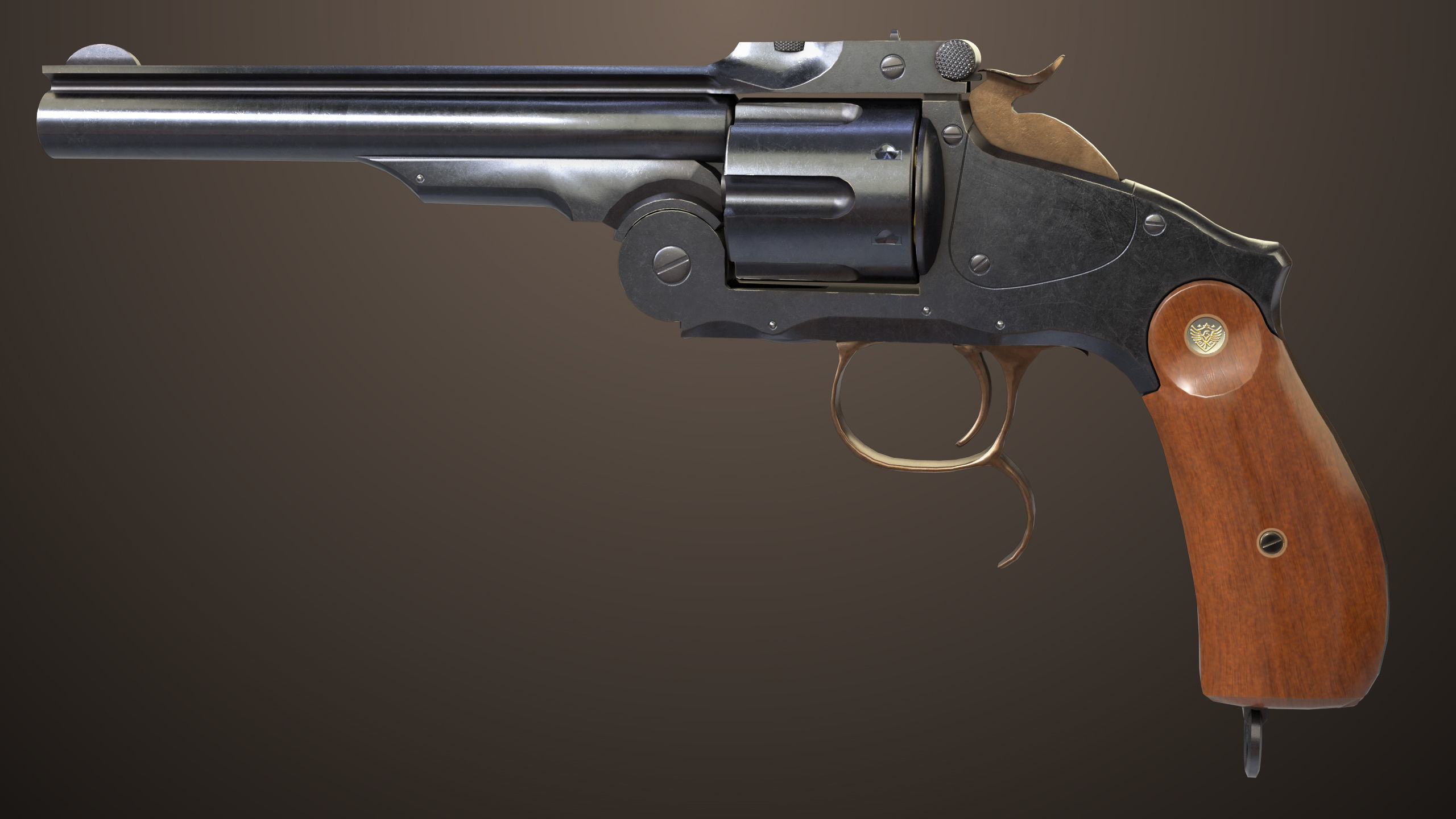 Revolver 02 Generic Black All PBR Unity UE Textures Low-poly 3D model_1