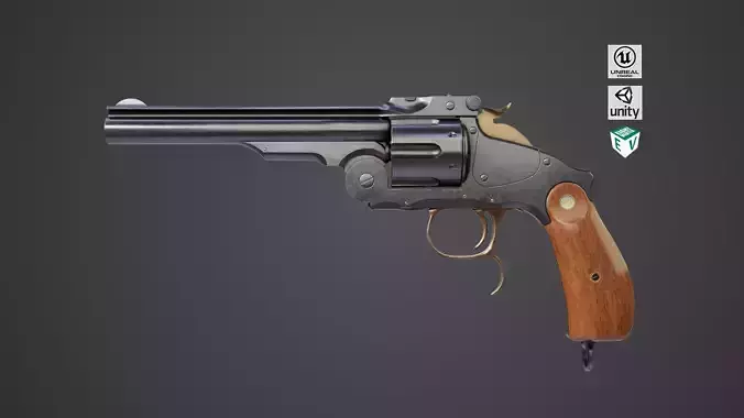 Revolver 02 Generic Black All PBR Unity UE Textures Low-poly 3D model