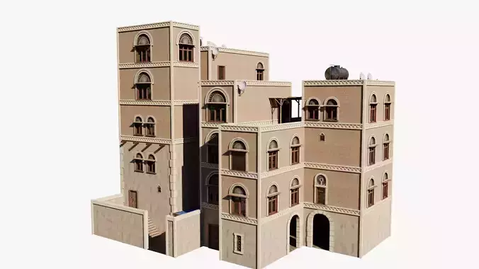 Yemen Apartment Block Low-poly 3D model