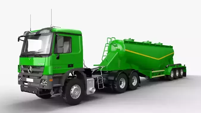 Mercedesbenzactros3354 Bulk Cement Trailer 3D model