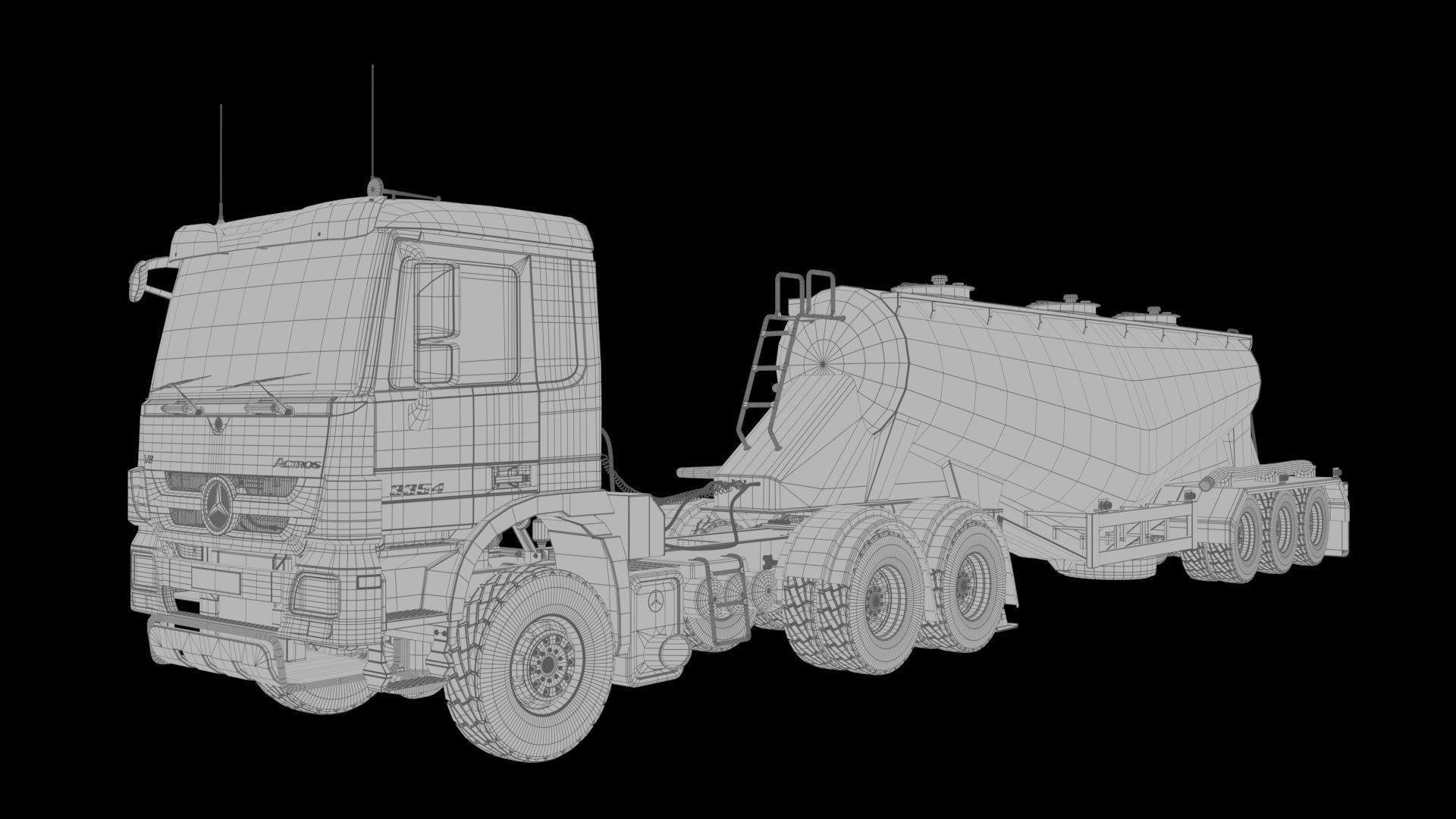 Mercedesbenzactros3354 Bulk Cement Trailer 3D model_10