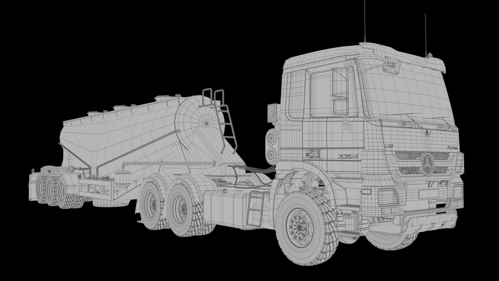 Mercedesbenzactros3354 Bulk Cement Trailer 3D model_17