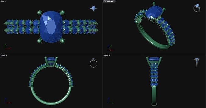 Diamond Cushion Engagement Ring  3D print model