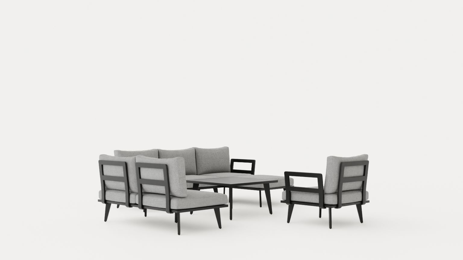 Villac sofa set B Gray Low-poly 3D model_3