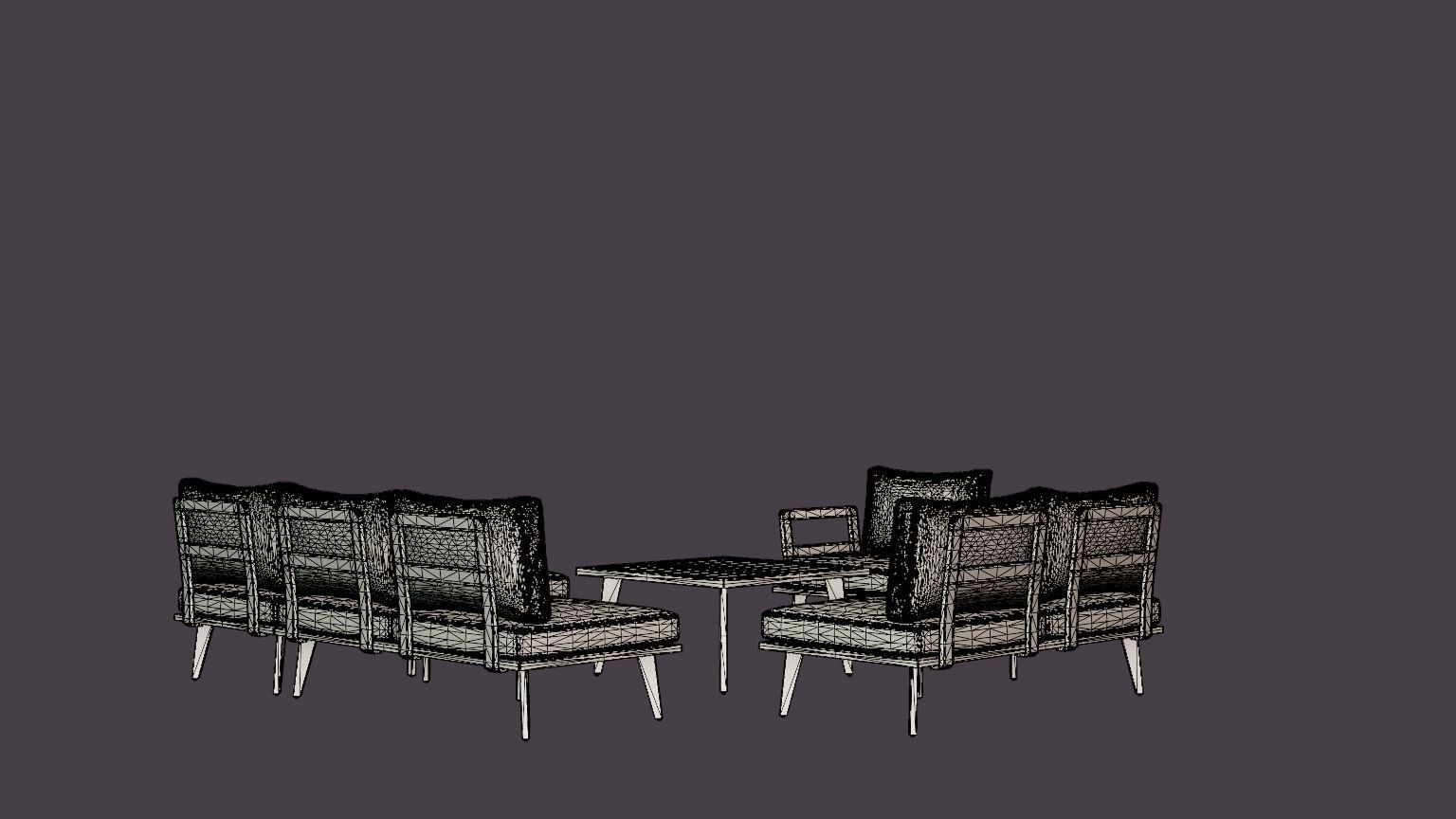 Villac sofa set B Gray Low-poly 3D model_6