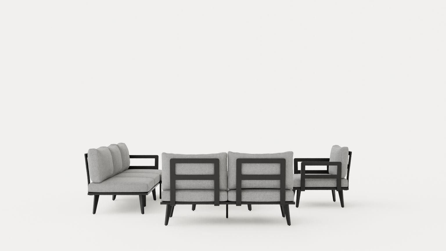 Villac sofa set B Gray Low-poly 3D model_4