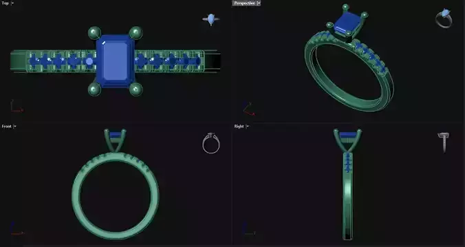 Diamond Emerald Engagement Ring with sidestones 