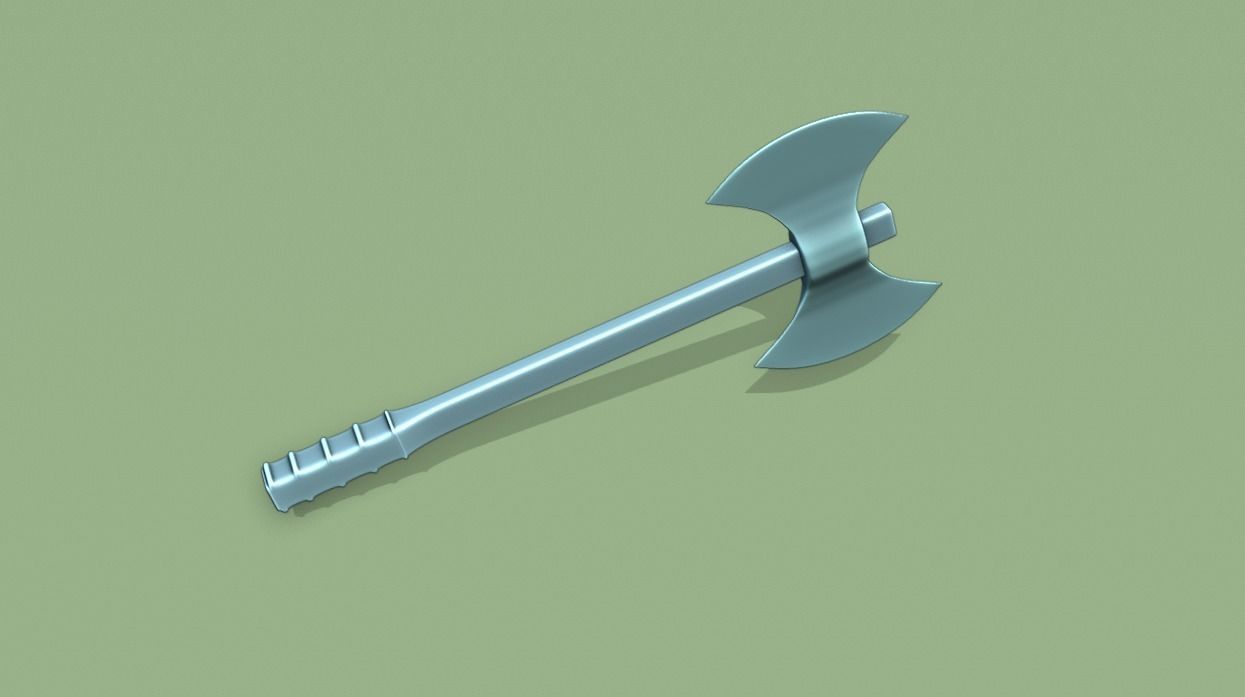 Axe with Wooden Handle 3D model_2