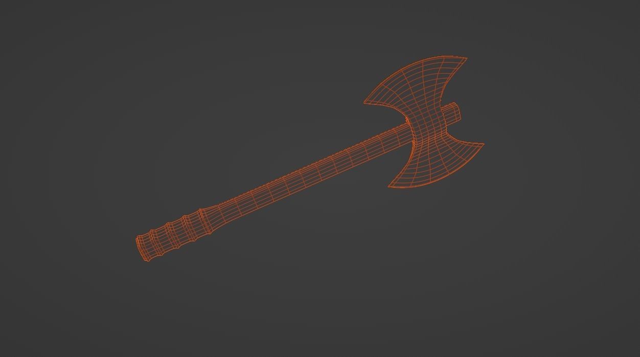Axe with Wooden Handle 3D model_5