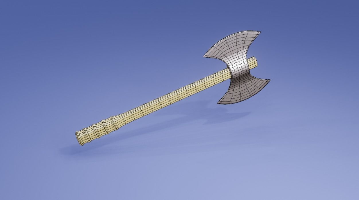 Axe with Wooden Handle 3D model_7