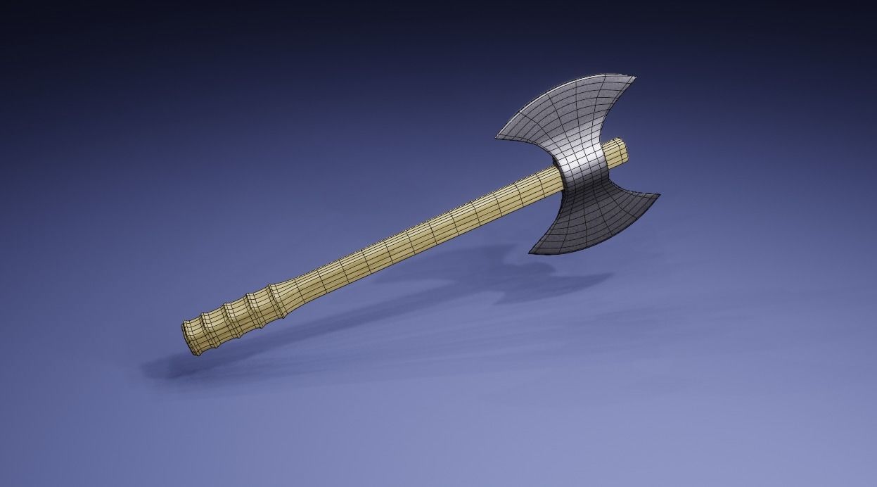 Axe with Wooden Handle 3D model_8
