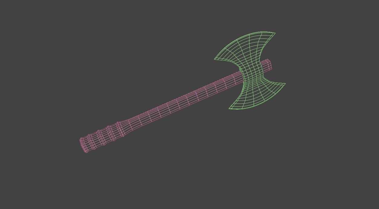Axe with Wooden Handle 3D model_6