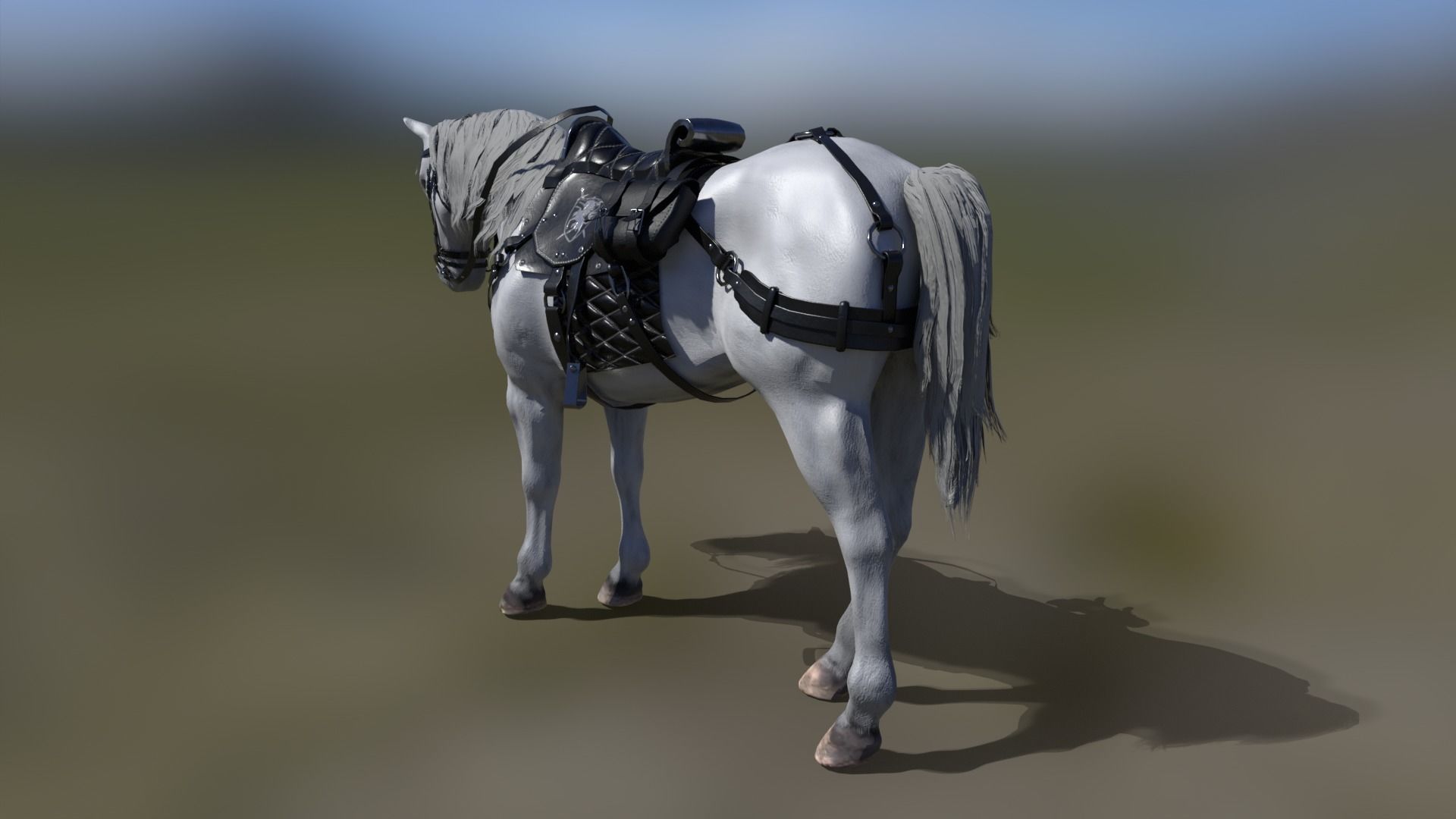 Saddled Horse Low-poly 3D model_11