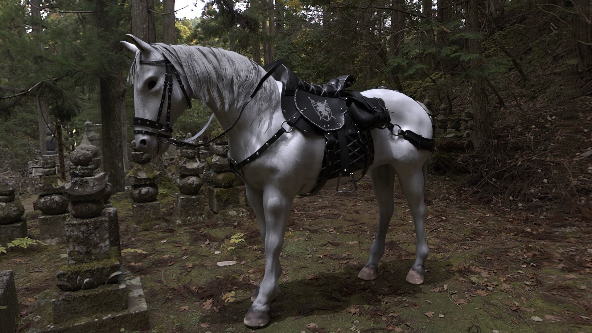 Saddled Horse Low-poly 3D model_2