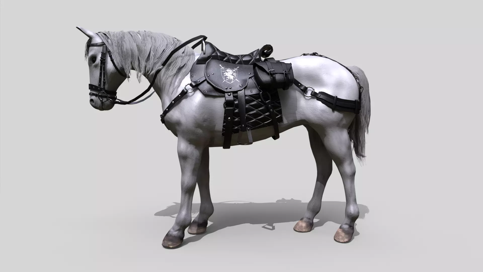 Saddled Horse Low-poly 3D model_0