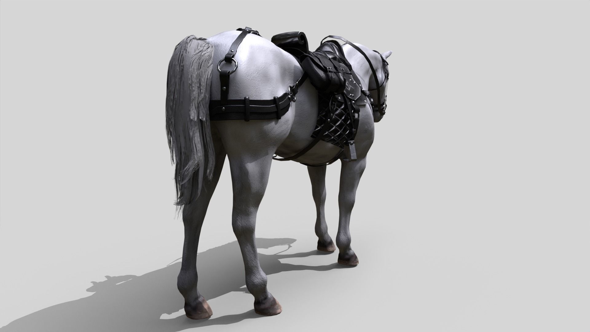 Saddled Horse Low-poly 3D model_4
