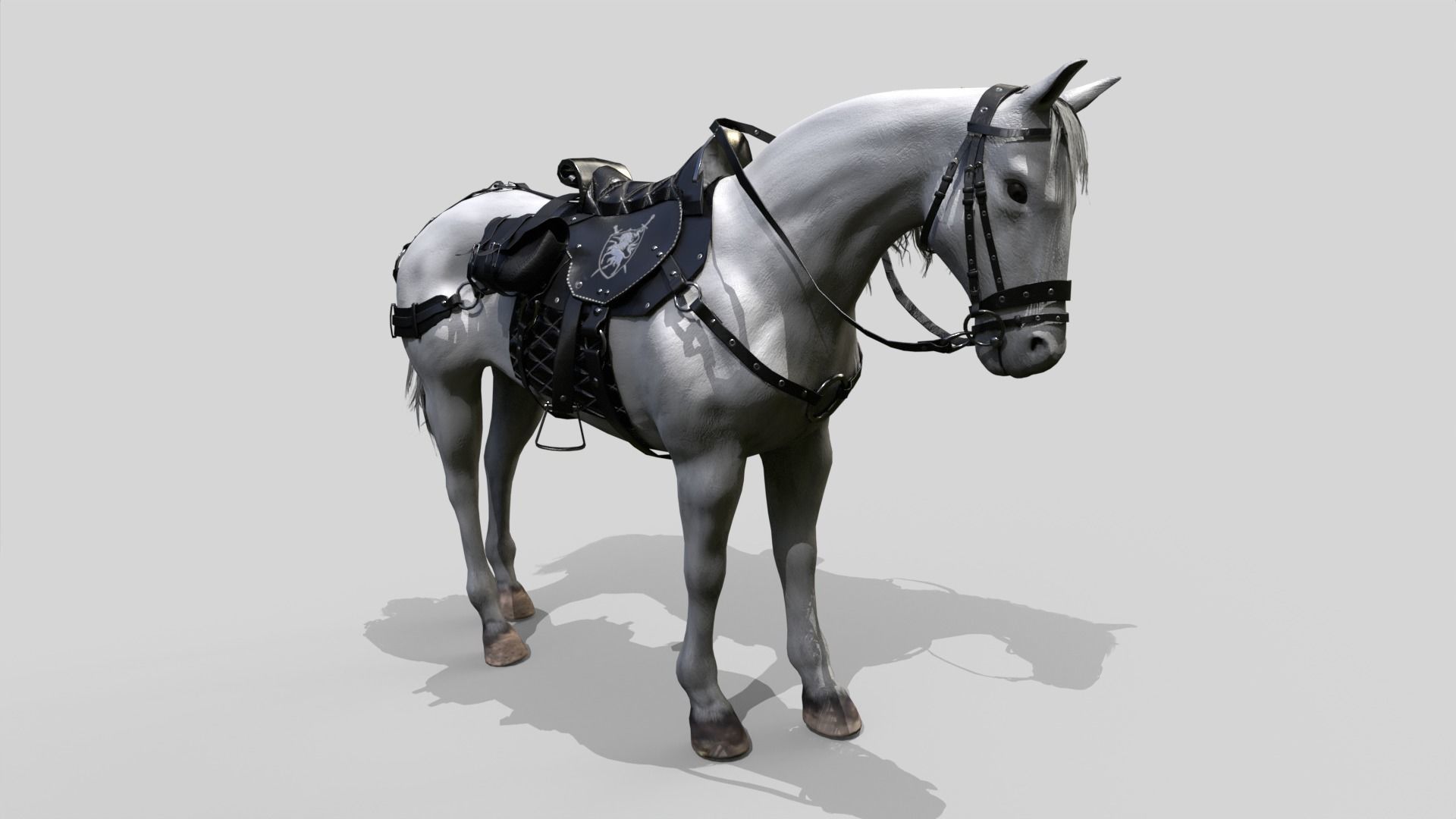 Saddled Horse Low-poly 3D model_7