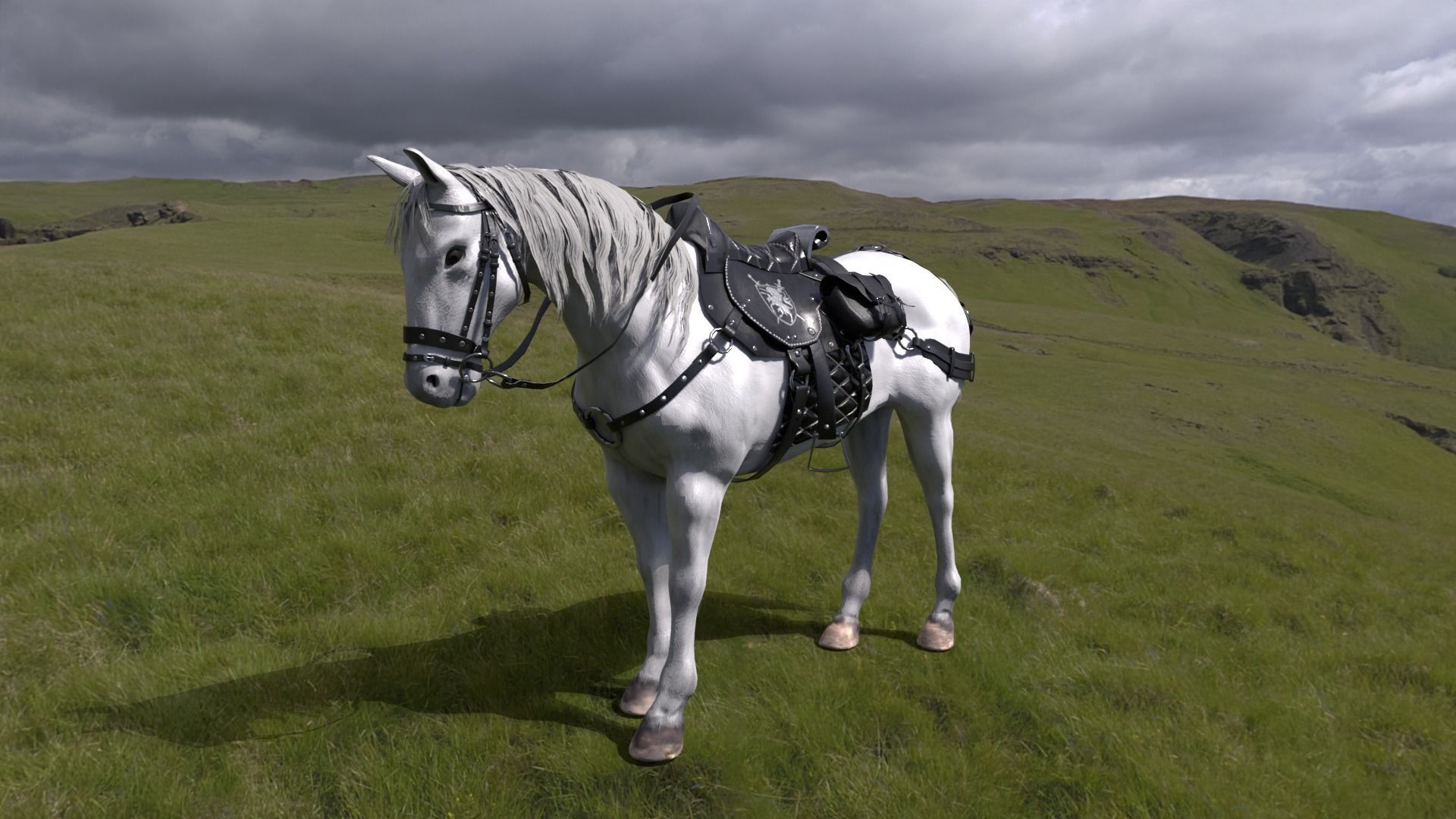 Saddled Horse Low-poly 3D model_10
