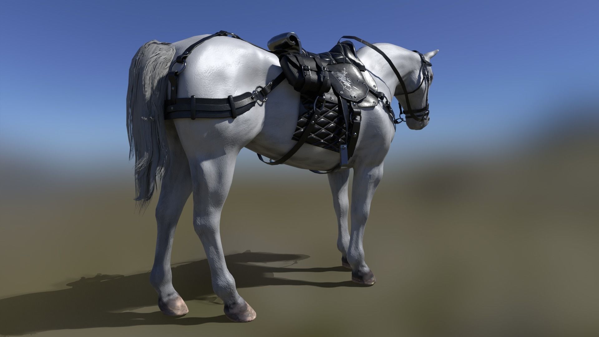 Saddled Horse Low-poly 3D model_8