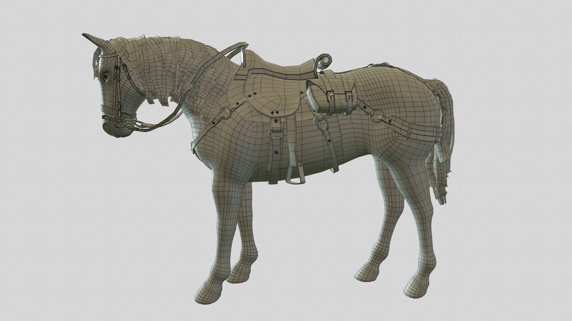 Saddled Horse Low-poly 3D model_13