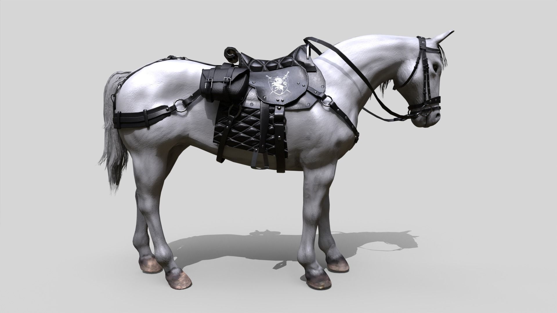 Saddled Horse Low-poly 3D model_3