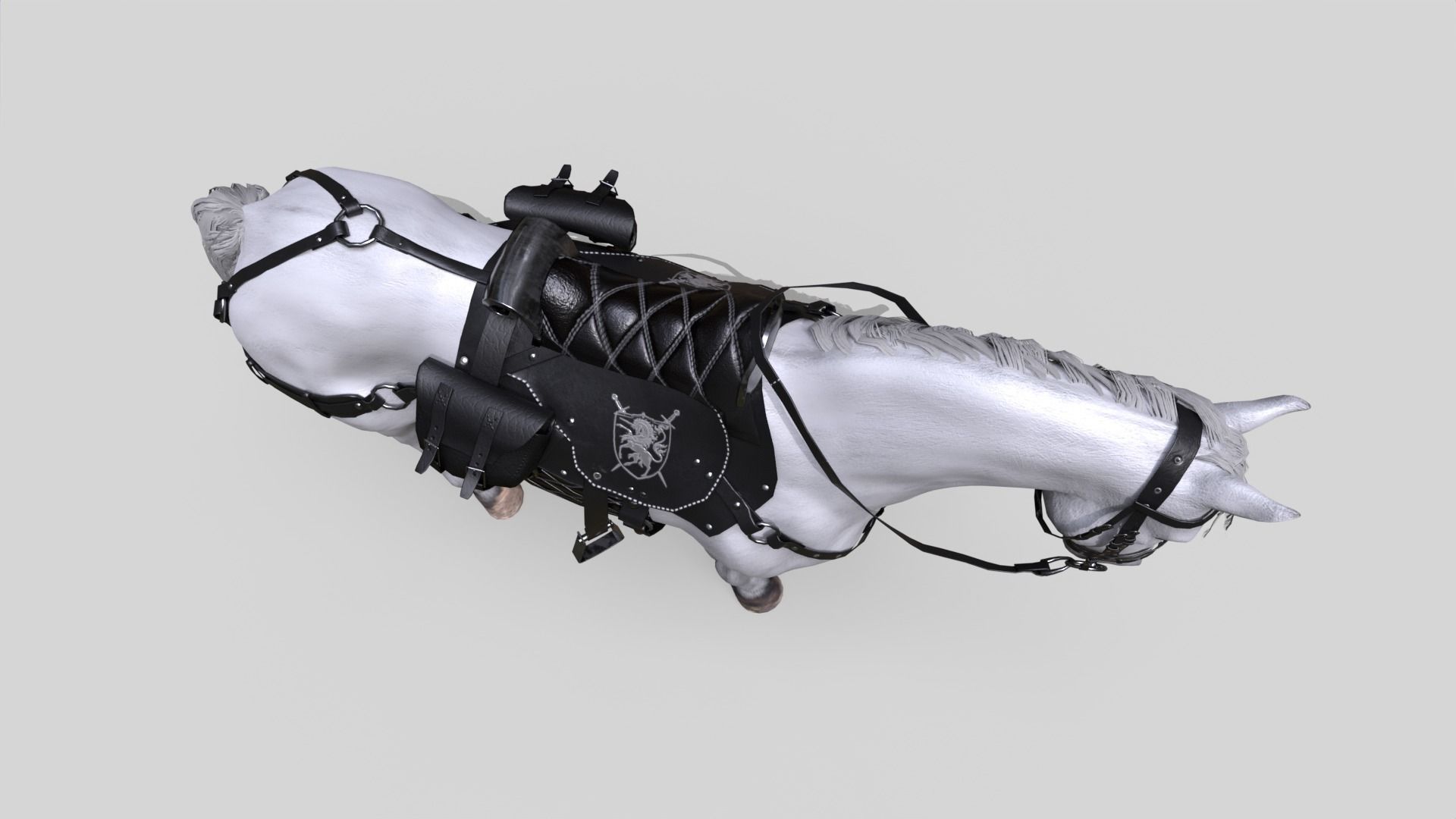 Saddled Horse Low-poly 3D model_6