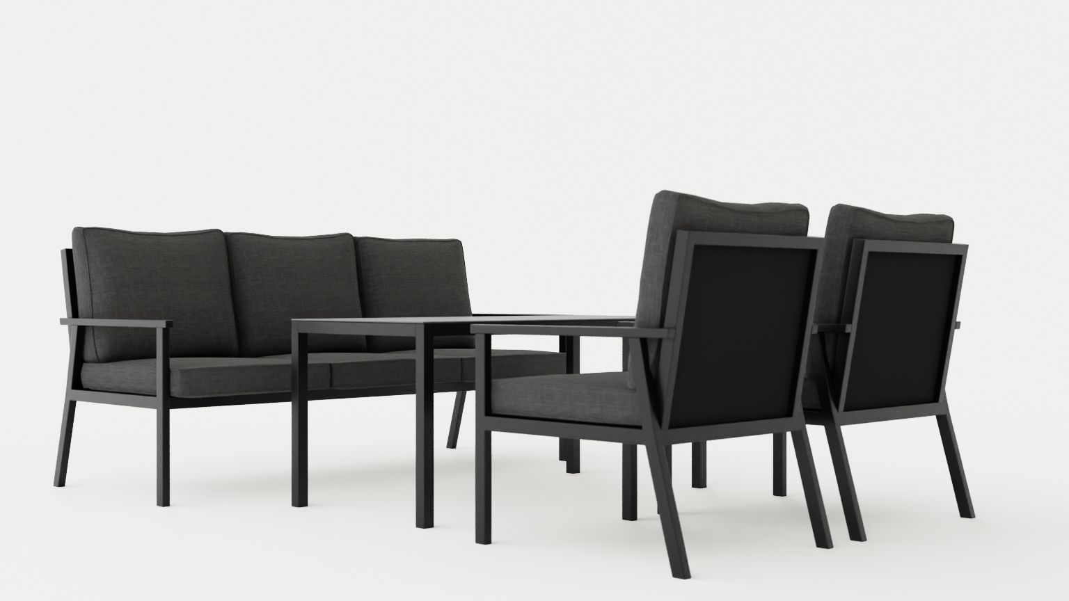 Rana 3-seater sofa set Low-poly 3D model_1