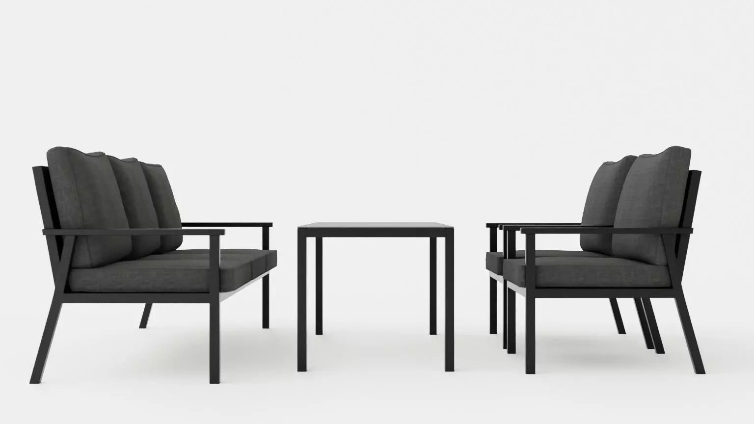 Rana 3-seater sofa set Low-poly 3D model_0