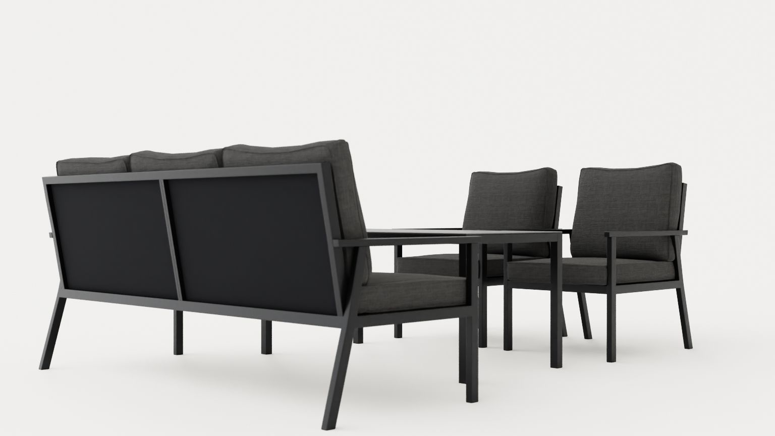 Rana 3-seater sofa set Low-poly 3D model_3