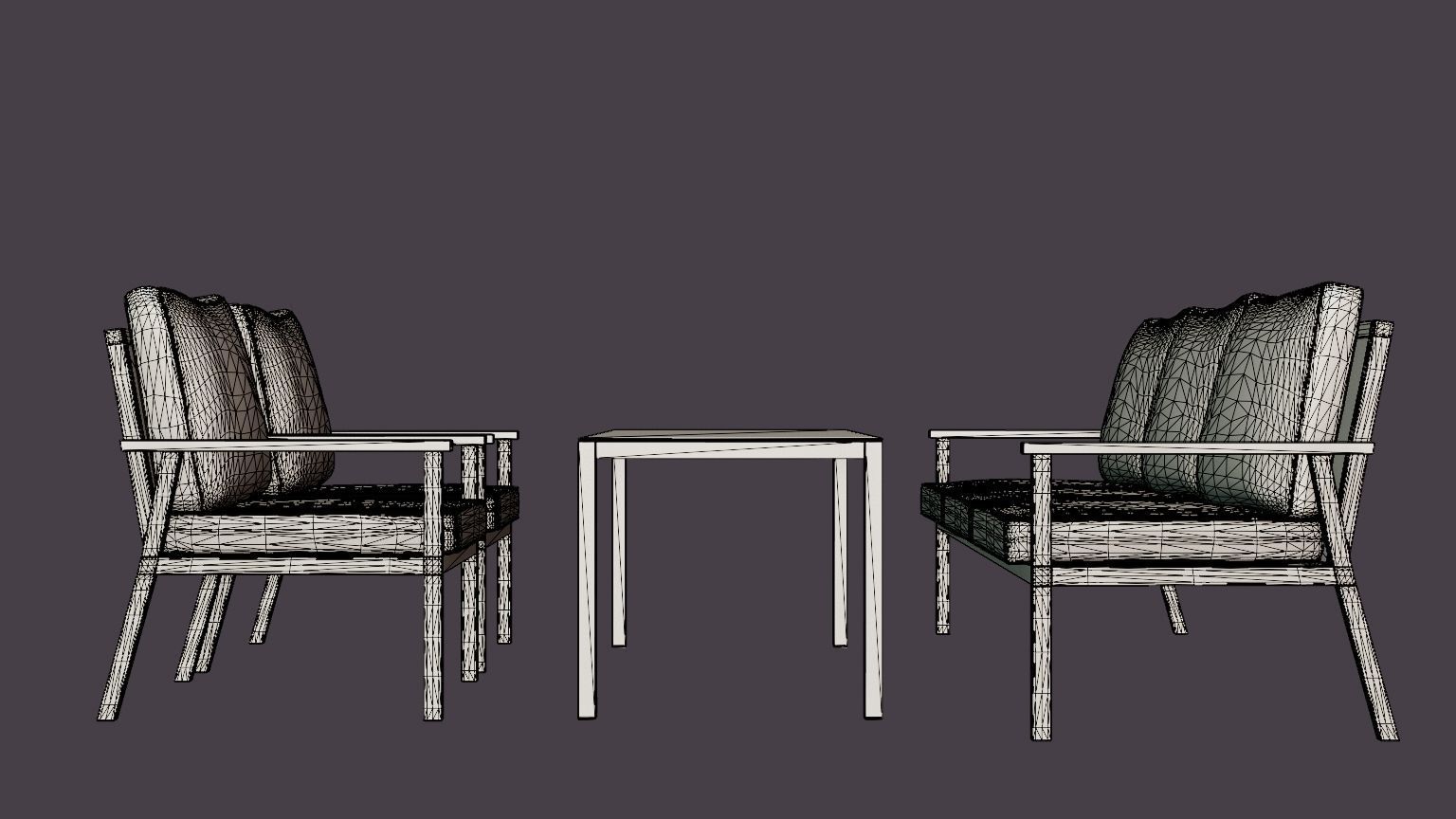 Rana 3-seater sofa set Low-poly 3D model_7