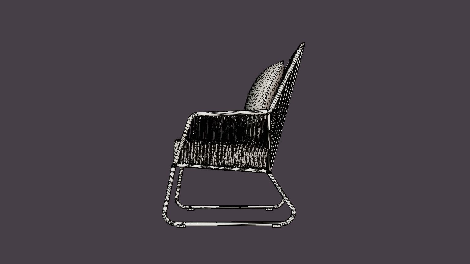 Midway armchair Low-poly 3D model_7