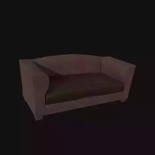 Brown leather office two seater 3d model