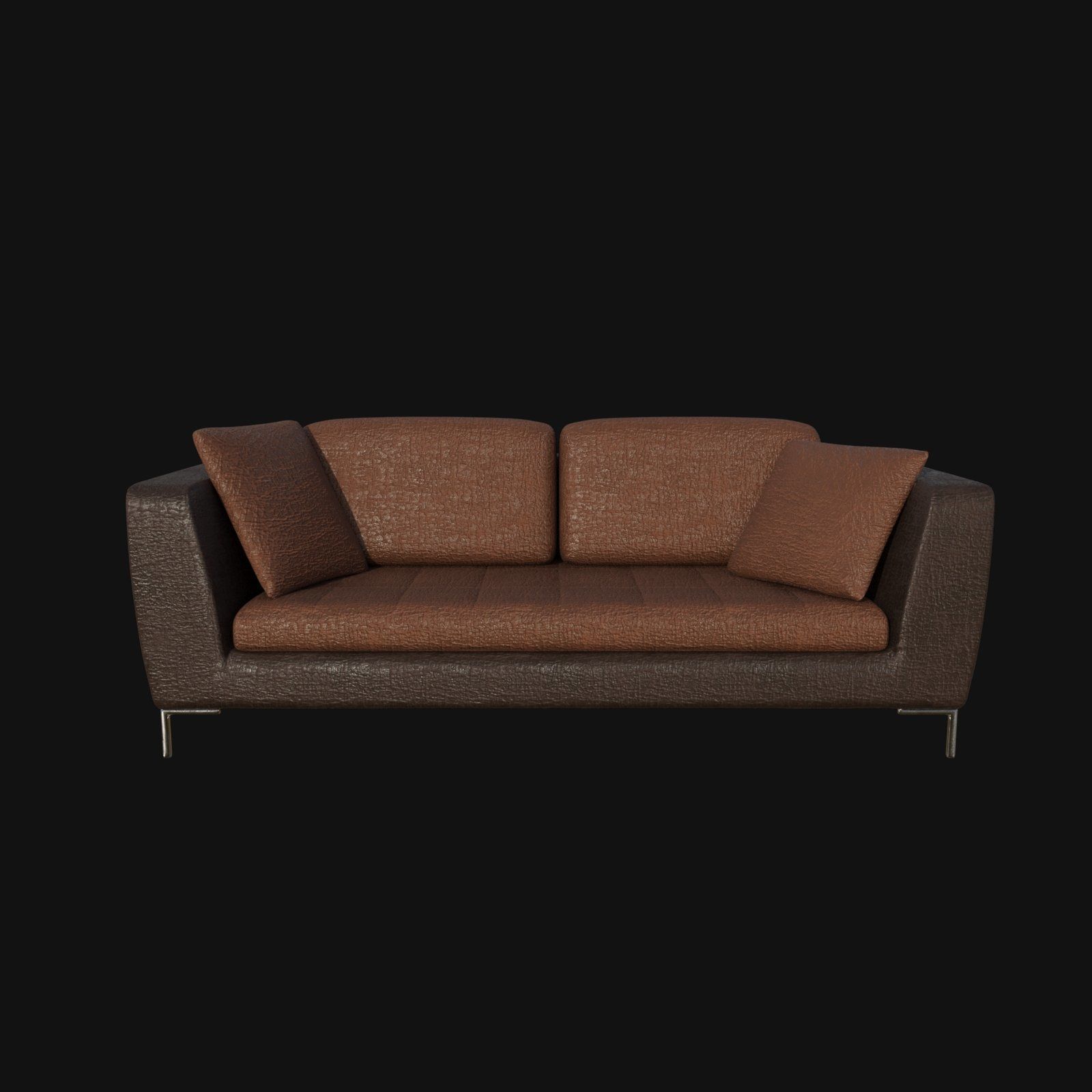 Brown coffee leather sofa 3d model 3D model_6