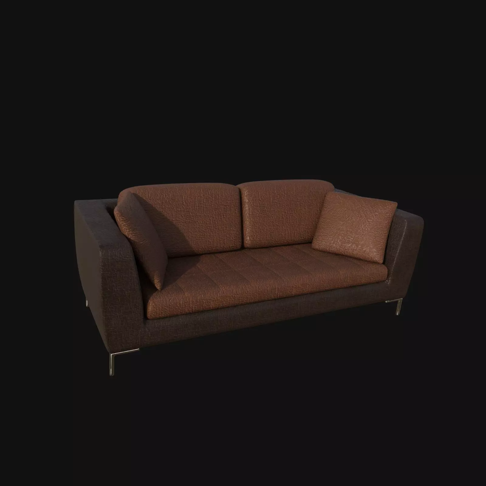 Brown coffee leather sofa 3d model 3D model_0