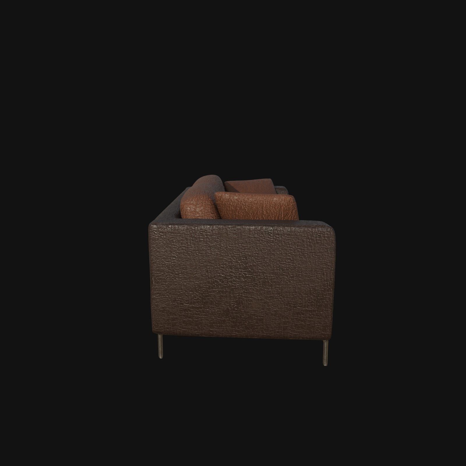 Brown coffee leather sofa 3d model 3D model_2