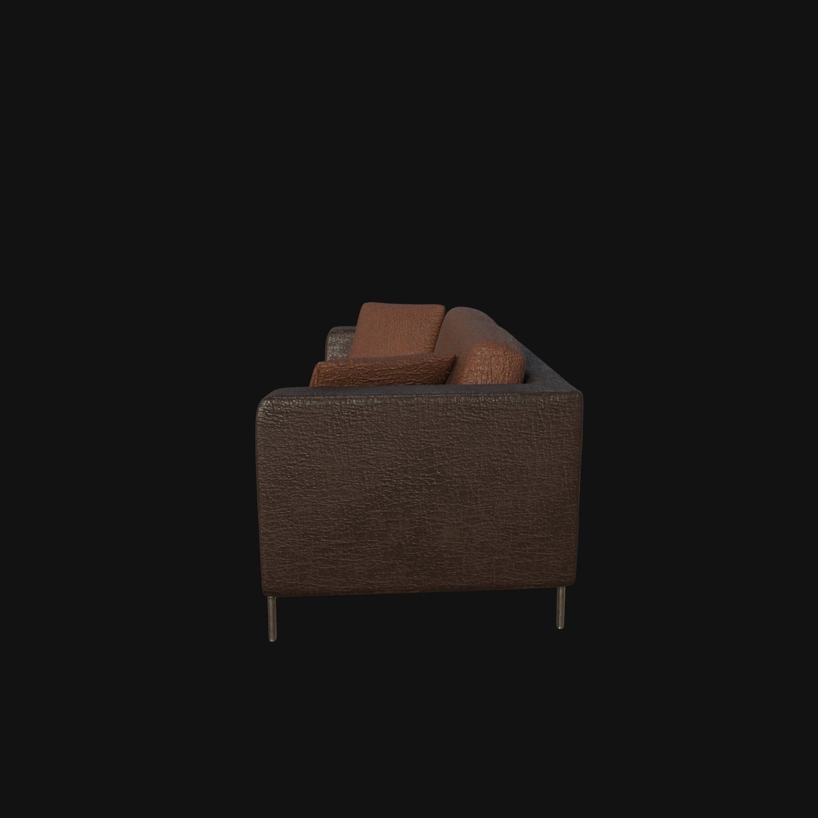Brown coffee leather sofa 3d model 3D model_8
