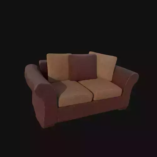 brown and beige fabric two seater 3d sofa