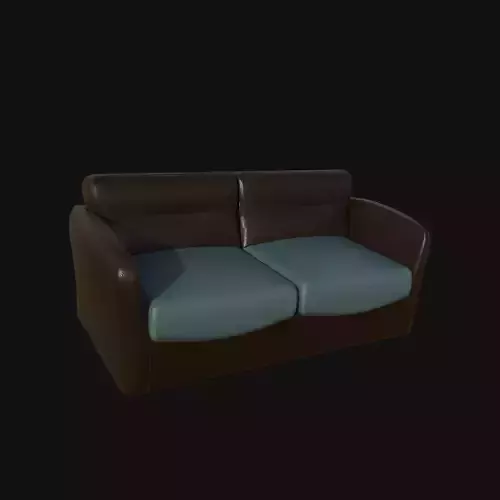 blue brown two seater sofa 3d model