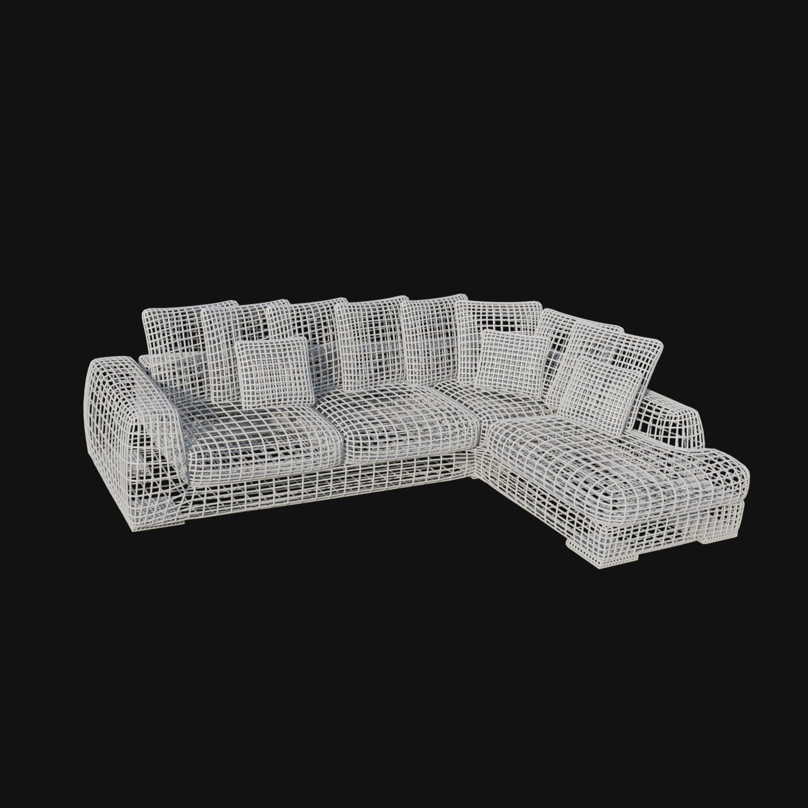 blue and black leather regular grain sectional sofa 3d model 3D model_8