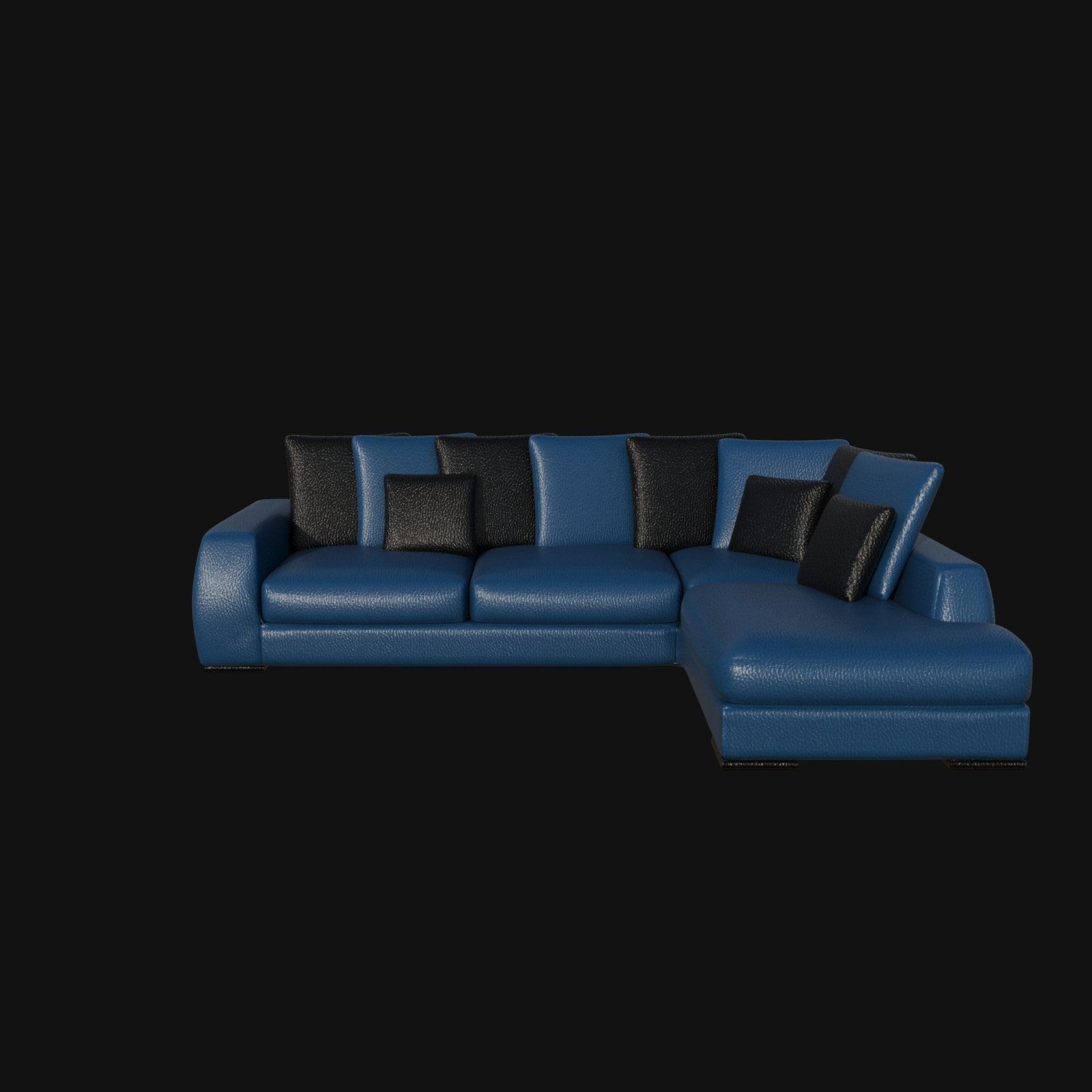 blue and black leather regular grain sectional sofa 3d model 3D model_3