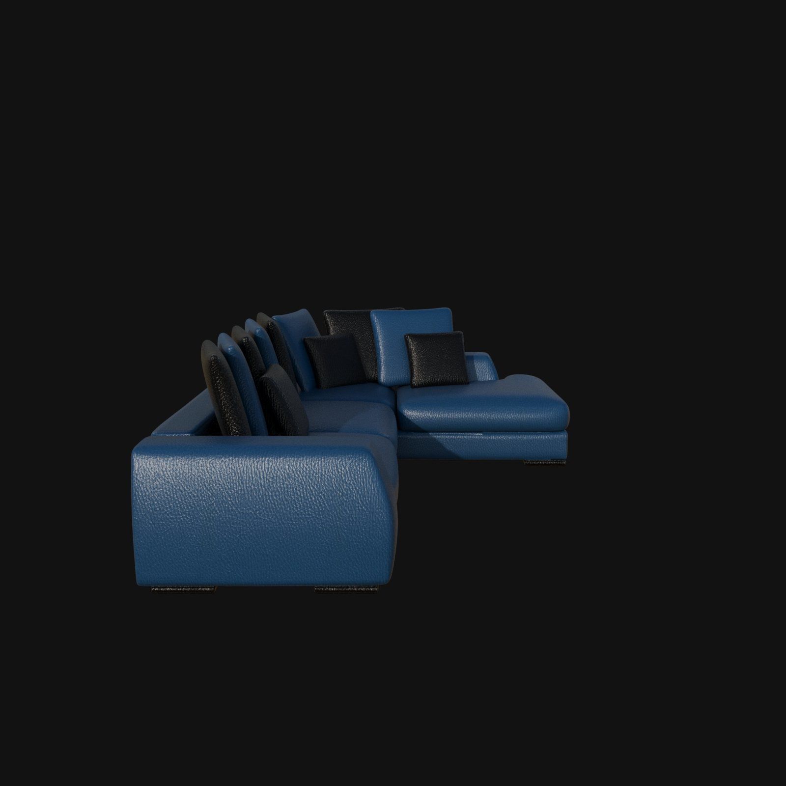 blue and black leather regular grain sectional sofa 3d model 3D model_7