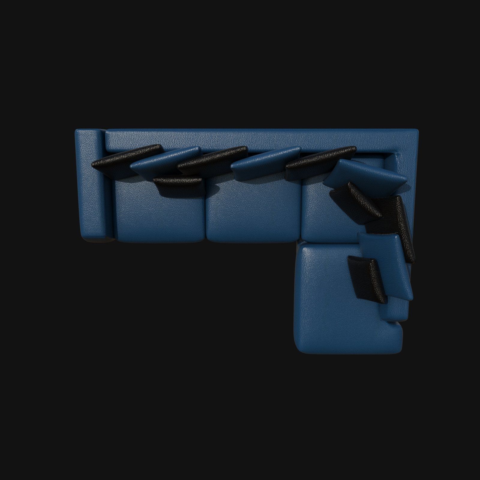 blue and black leather regular grain sectional sofa 3d model 3D model_2