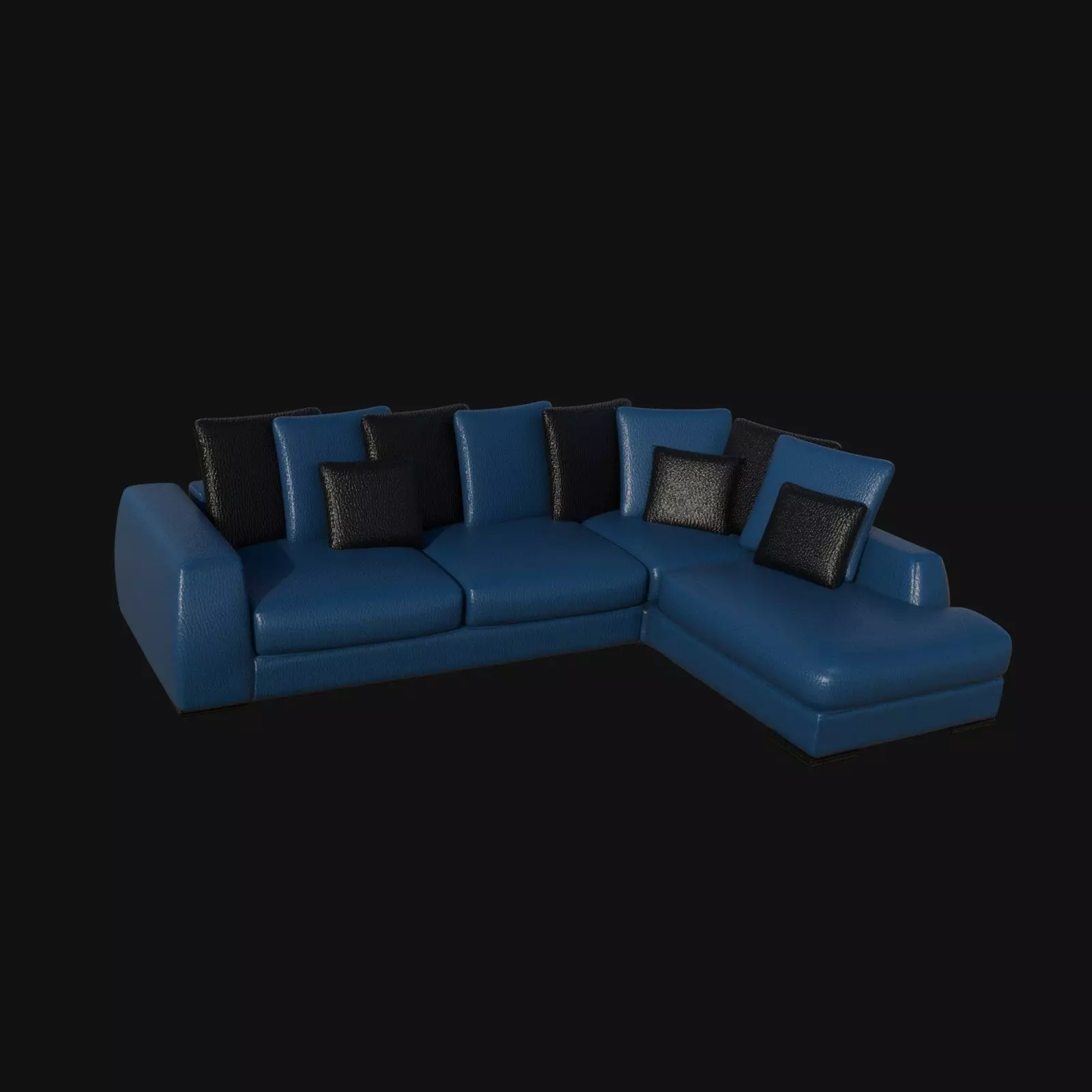 blue and black leather regular grain sectional sofa 3d model 3D model_0
