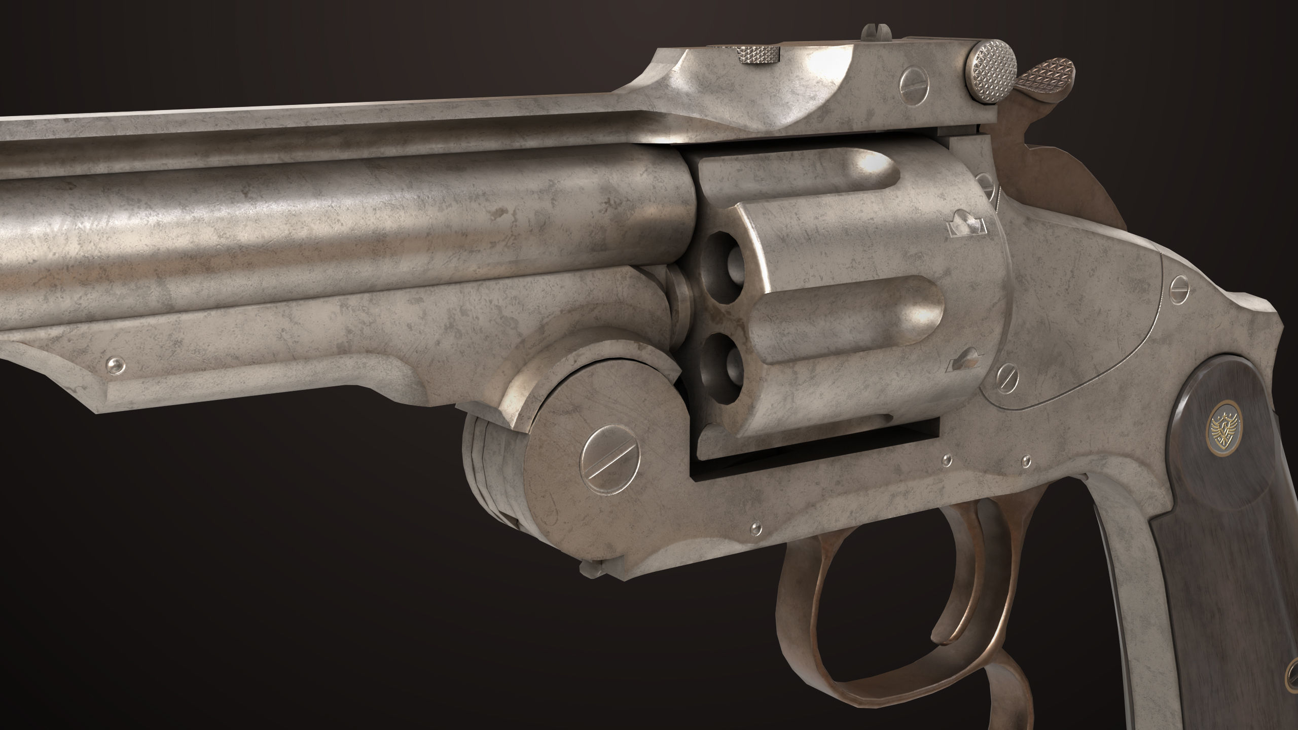 Revolver 02 Generic Silver All PBR Unity UE Textures Low-poly 3D model_15