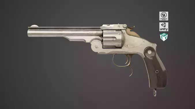  Revolver 02 Generic Silver All PBR Unity UE Textures Low-poly 3D model