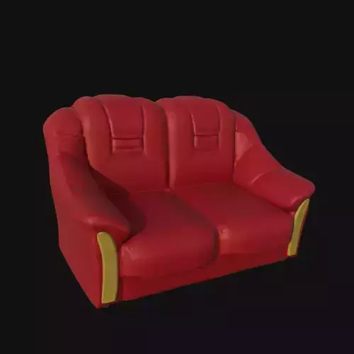 3d Red and yellow leather two seater sofa