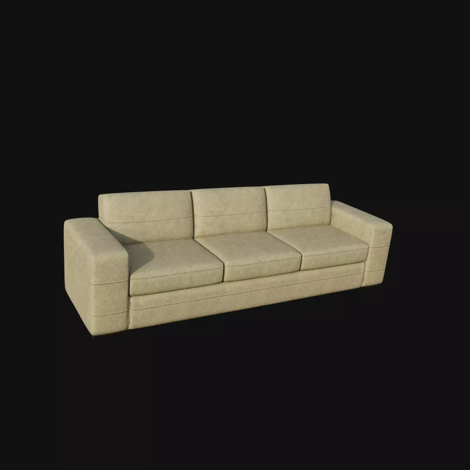 3d model three seater beige sofa seam pattern 3D model_0